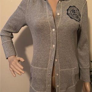 Victoria’s Secret University of PINK Button Up Thermal Hoodie Large Gray—EUC